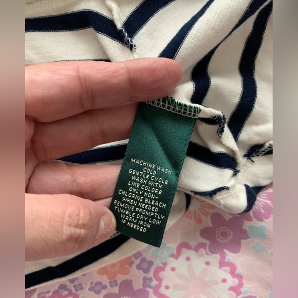 LAUREN by Ralph Lauren navy & white striped peplum blouse size Medium - Picture 5 of 11